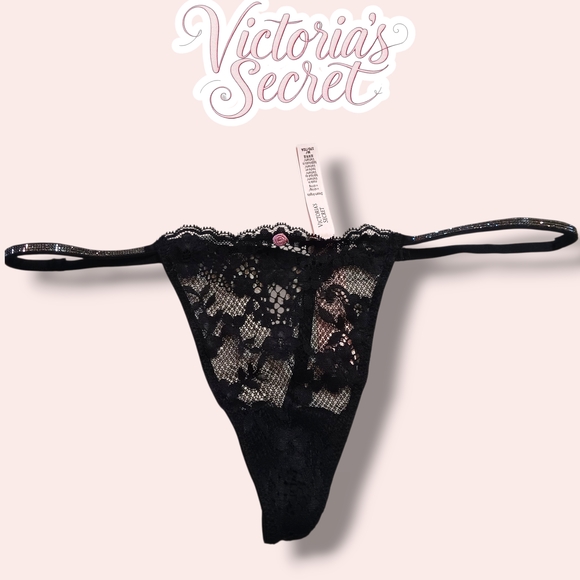Victoria's Secret Other - Victoria's Secret Black Floral Lace Panty Medium NWT